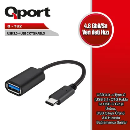 QPORT Q-TU2 TYPE-C TO USB3.0 OTG ADAPTOR KABLO CEVIRICI resmi