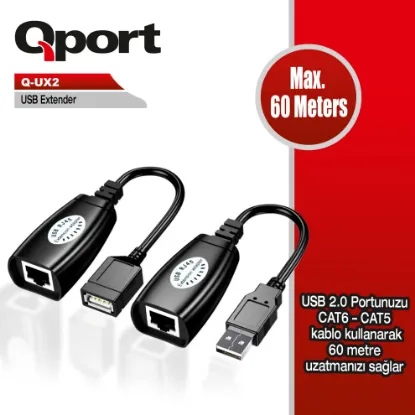 QPORT Q-UX2 60M USB EXTENDER 2'Lİ PAKET resmi
