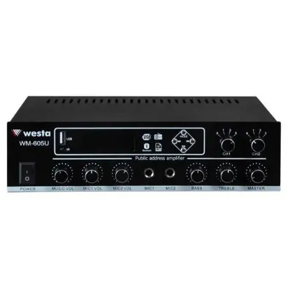 Westa WM-605U USB-Bluetooth 2 Bölgeli 2 Mikrofon Girişli 100 Watt Trafolu Anfi resmi