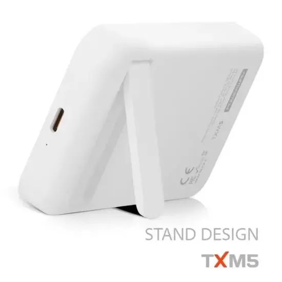 Powerway 5.000mAh PD15W Magsafe Kablosuz Wireless Taşınabilir Şarj Cihazı Beyaz Powerbank TXM5 resmi