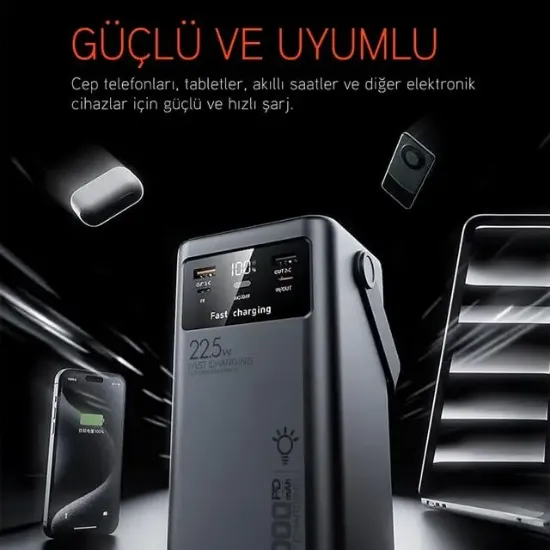 Powerway PD50 50.000mAh 22.5W Süper Hızlı Şarjlı Powerbank resmi
