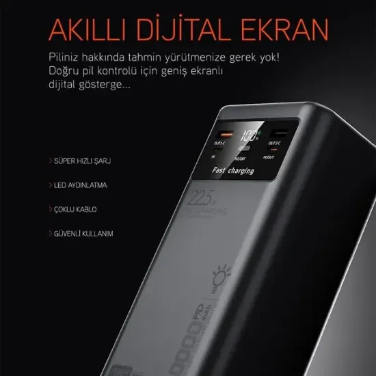 Powerway PD50 50.000mAh 22.5W Süper Hızlı Şarjlı Powerbank resmi