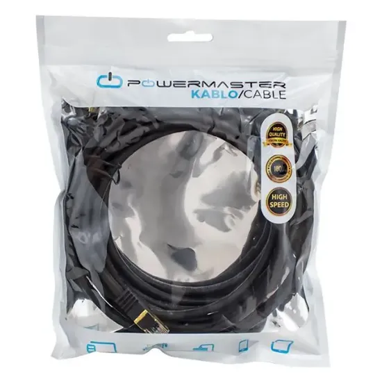 PowerMaster PMCAT75 Siyah Cat7 5 Metre 10Gbps 600MHz LAN Ethernet Kablosu - RJ45 26AWG Bakır resmi