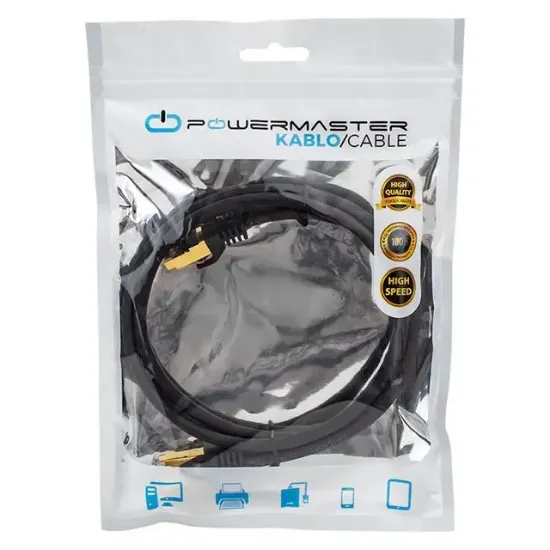 PowerMaster PMCAT71 Cat7 1 Metre 10Gbps 600MHz LAN Ethernet Kablosu - RJ45 26AWG Bakır resmi