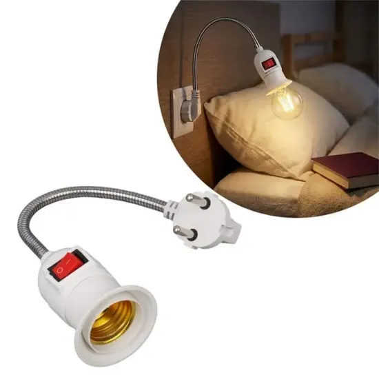 LedX DY-112 Prizden E27 Duya Dönüştürücü 26cm Spiralli Anahtarlı Duy resmi