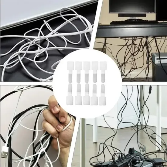 Sunup SN-29137 Beyaz Yapışkanlı 10'lu Kablo Düzenleyici  resmi