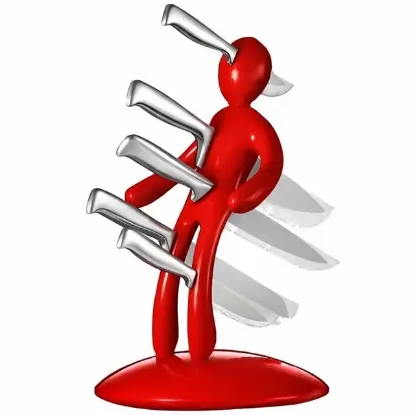 Sunup SN-29169 Kırmızı Çok Amaçlı Mutfak Tezgah Üstü Bıçak Tutucu Stand Organizer resmi