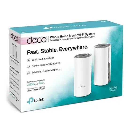 TP-Link AC1200 Deco E4 1200Mbps Mesh WIFI Sistemi (İkili) resmi