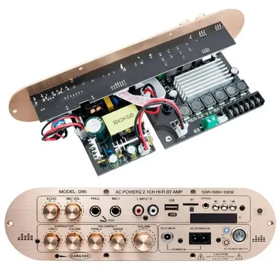 Magicvoice D90 2.1 Kanal 200W Profesyonel Amfi Kartı Bluetooth USB RCA Subwoofer Kontrollü resmi