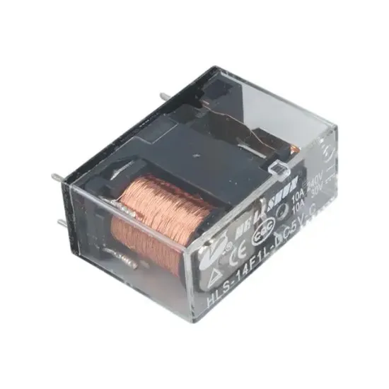 5 Volt Şeffaf 5 Bacak 10A Tek Kontak Röle HLS14F1L-DC5V-C resmi