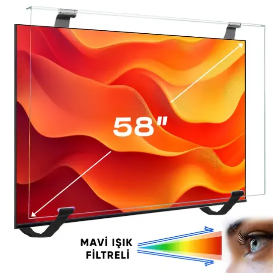 Weko WK-29932 58" Mavi Işık Filtreli TV Ekran Koruyucu Darbeye Dayanıklı 2mm Optik Difüzörlü resmi
