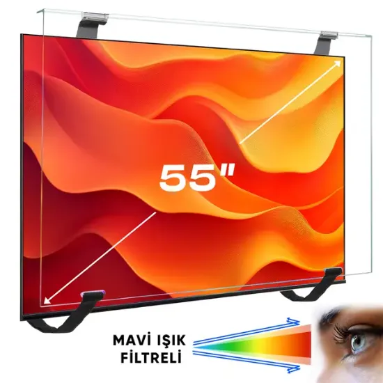 Weko WK-29927 55" Mavi Işık Filtreli TV Ekran Koruyucu Darbeye Dayanıklı 2mm Optik Difüzörlü resmi