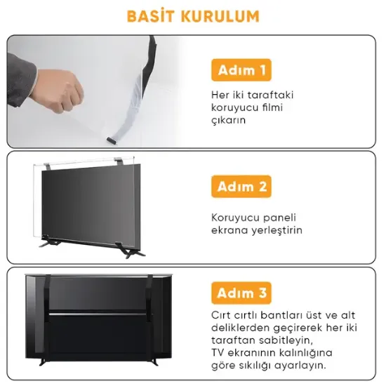 Weko WK-29927 55" Mavi Işık Filtreli TV Ekran Koruyucu Darbeye Dayanıklı 2mm Optik Difüzörlü resmi