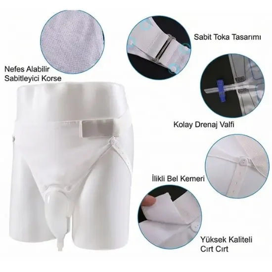 Sunup SN-29978 Erkekler İçin Silikon İdrar Toplayıcı Külotlu Üniter Sistemi resmi