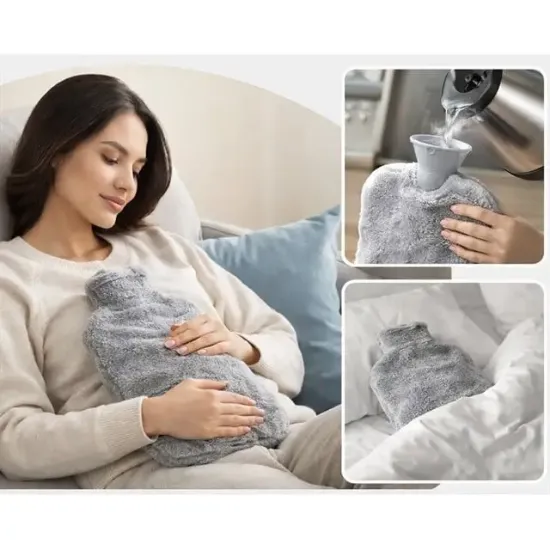 Sunup SN-29909 Peluş Kılıflı Yumuşak Dokulu 30 Cm 2000 Ml Kapasiteli Sıcak Su Torbası resmi