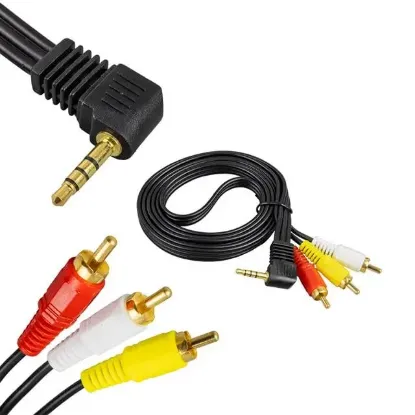 Uydu Alıcısı AV Kablo 3.5 Mm Stereo Erkek - 3 Rca Silikonlu 1.2 Metre Kablo Uzun Jack resmi