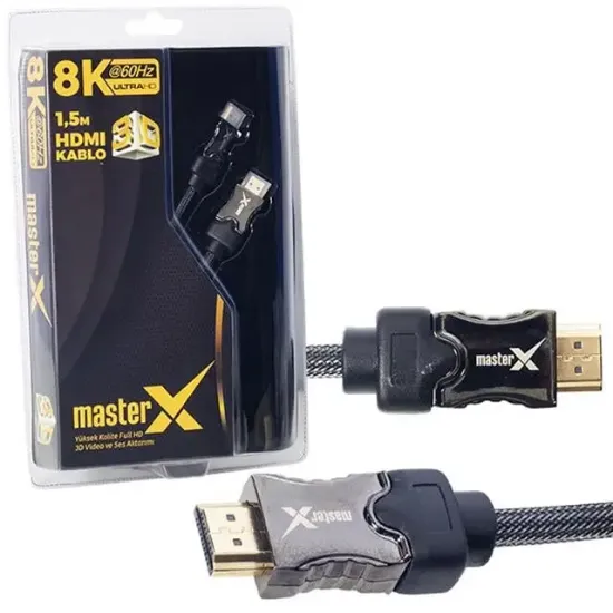 MasterX 1.5 Metre Ultra HD 8K HDMI Kablo resmi
