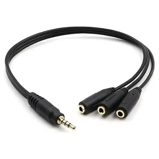 Kulaklık Çoklayıcı 3.5 Mm Erkek X 1/3 Stereo Dişi X 3 - 30 Cm Y Kablo resmi