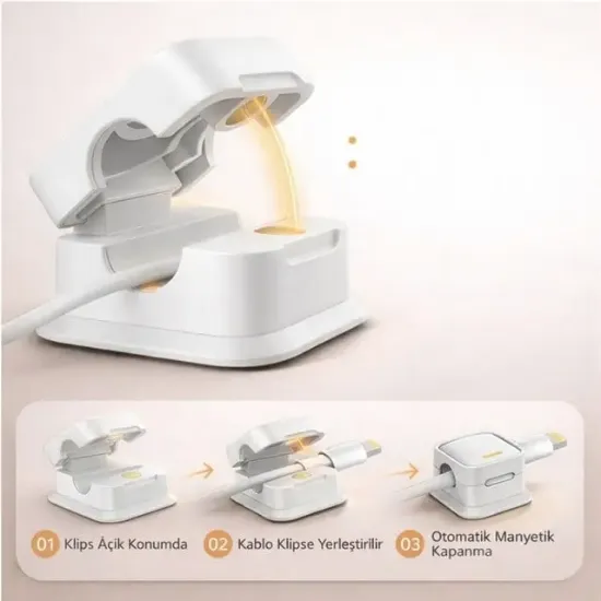 Sunup SN-29136 Manyetik 6'lı Kablo Tutucu  Düzenleyici Organizer Klips Beyaz                                                          resmi