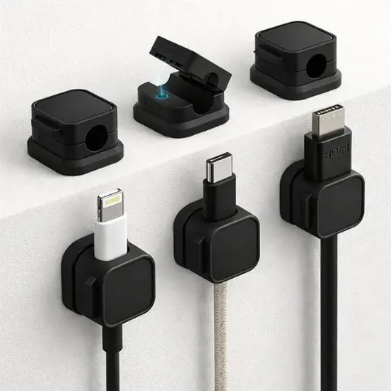 Sunup SN-29135 Manyetik 6'lı Kablo Tutucu Düzenleyici Organizer Klips Siyah  resmi