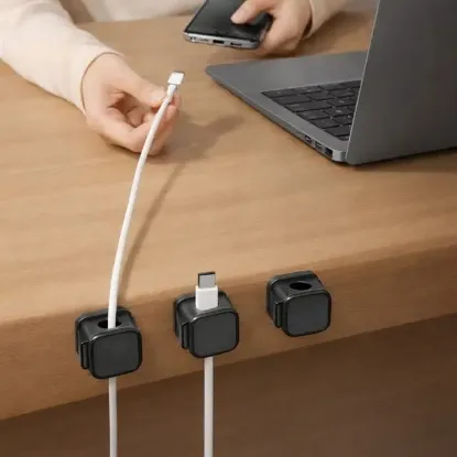 Sunup SN-29135 Manyetik 6'lı Kablo Tutucu Düzenleyici Organizer Klips Siyah  resmi