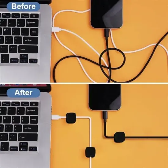 Sunup SN-29135 Manyetik 6'lı Kablo Tutucu Düzenleyici Organizer Klips Siyah  resmi