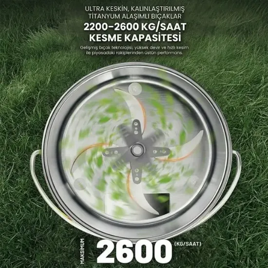 Sunup SN-29961 Profesyonel Elektrikli Hayvan Yemi Hazırlama Ot ve Sebze Parçalama Makinesi 1400W resmi
