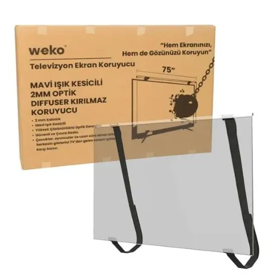 Weko WK-29929 75" Mavi Işık Filtreli TV Ekran Koruyucu Darbeye Dayanıklı 2mm Optik Difüzörlü resmi