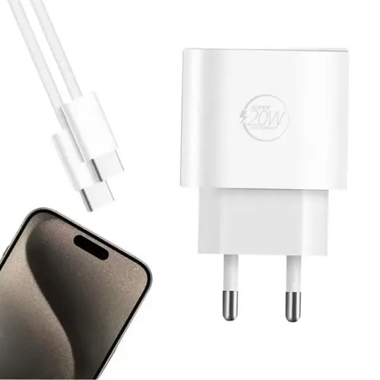 Powerway RXS27 20W Type-C Şarj Adaptörü - Kablo Seti (Apple 15 Pro-Pro Max Uyumlu) resmi