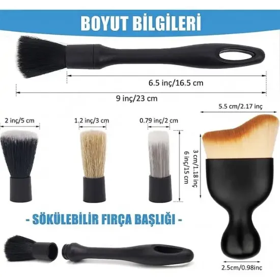 Sunup SN-29167 Çok Fonksiyonlu 5'li Oto Detay Temizleme Fırça Seti resmi