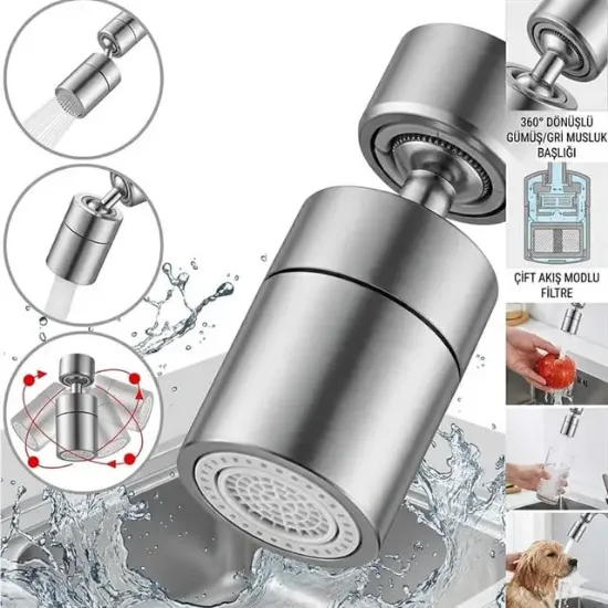 Sunup SN-29317 Çift Hız Ayarlı Gümüş Renk Musluk Başlığı resmi