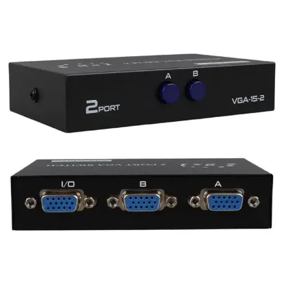 PowerMaster PM-4263 2 Port Giriş 1 Çıkış Manuel VGA Splitter Toplayıcı Switch (2 PC 1 Ekran) resmi