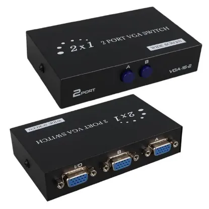 PowerMaster PM-4263 2 Port Giriş 1 Çıkış Manuel VGA Splitter Toplayıcı Switch (2 PC 1 Ekran) resmi