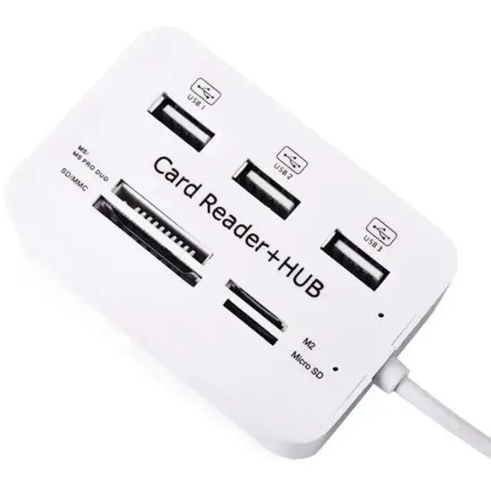 Powermaster 3 Port 2.0 Usb Çoklayıcı Hub + 4 Slot Kart Okuyucu PM-6052 resmi