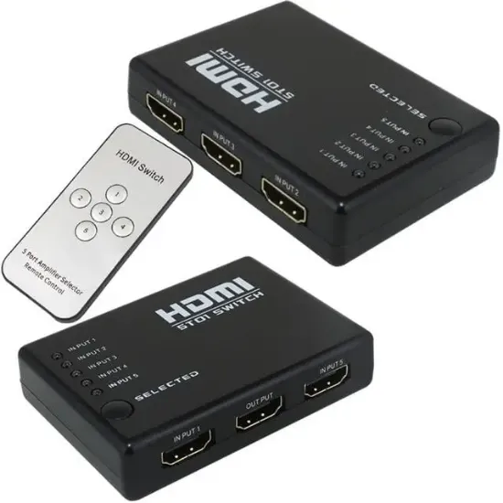 PowerMaster PM-8342 5 Giriş 1 Çıkış HDMI 2.0 4K@60Hz Switcher Toplayıcı Kumandalı resmi