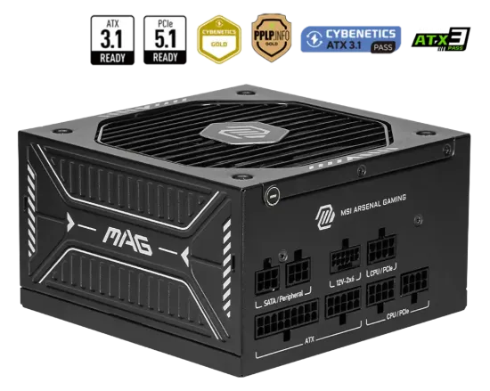 MSI MAG A750GLS PCIE5 750W 80+GOLD POWER SUPPLY resmi