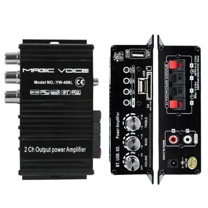 MagicVoice YW-406L 12 Volt 100 Watt Motosiklet Bluetooth Amfi USB/SD 2 Kanal Pazarcı - Anfi (154X80X42Mm) resmi