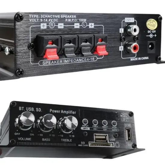 MagicVoice YW-406L 12 Volt 100 Watt Motosiklet Bluetooth Amfi USB/SD 2 Kanal Pazarcı - Anfi (154X80X42Mm) resmi