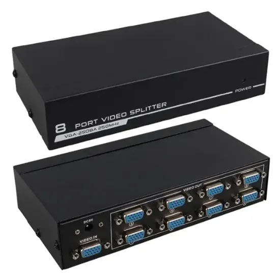 PowerMaster PM-2553 8 Port VGA Dağıtıcı Çoğaltıcı Splitter 9 Volt Adaptörlü 1920X1440 250Mhz resmi