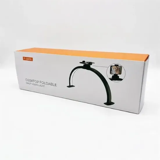 TrLed F-550A Beyaz 55cm Katlanabilir Yarım Ay Protez Tırnak ve Güzellik Uzmanı Masa Lambası Beyaz resmi