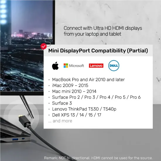 UNITEK MINIDISPLAY TO HDMI 4K&30Hz 2 MT (V1152A) resmi