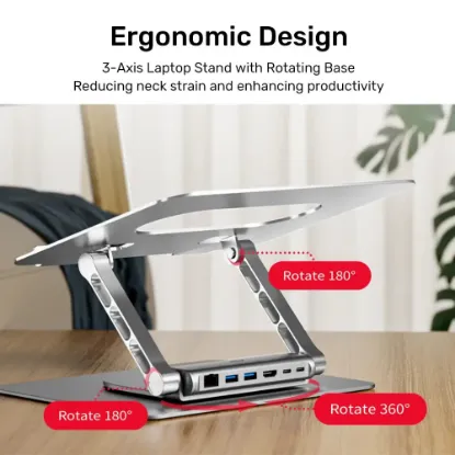 UNITEK 360D METAL 15.6” NOTEBOOK STAND 5in1 D1109B resmi