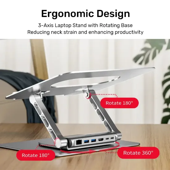 UNITEK 360D METAL 15.6” NOTEBOOK STAND 5in1 D1109B resmi