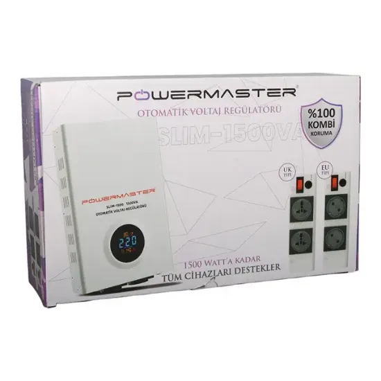 Powermaster SLIM-1500 Otomatik 1500 Watt Voltaj Kombi Regülatörü resmi
