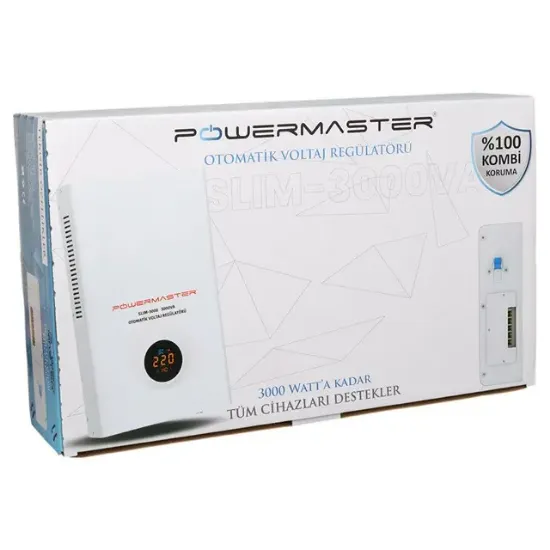 Powermaster SLIM-3000 Otomatik 3000 Watt Kombi Voltaj Regülatörü resmi