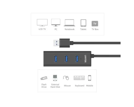 UNITEK 4 PORTS USB 3.0 HUB (Y-3089) resmi