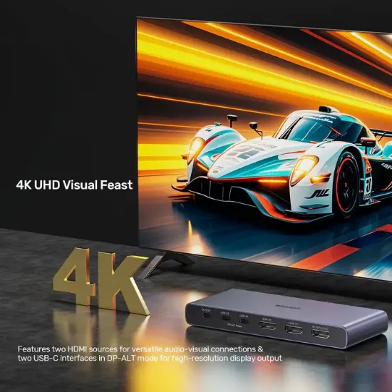 UNITEK 4K HDMI/USB-C SWITCH 4IN1OUT(V1313AGY01-EU) resmi
