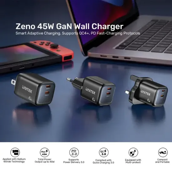 UNITEK 45W HIZLI SARJ CIHAZI (P1129ABK01-EU) resmi