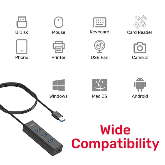 UNITEK 4-IN-1 USB-A 5GBPS HUB (Y-3089V01) resmi