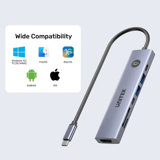 UNITEK UHUB S7 PRO 7-IN-1 5GBPS USB-C HUB (H1124AGY01) resmi